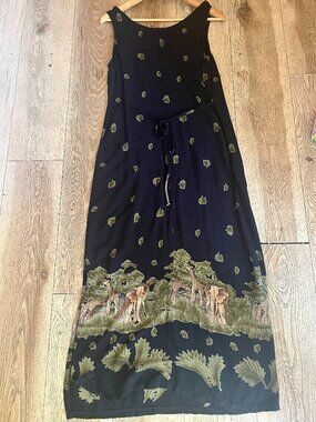 K Petite Women’s Size M/L Safari Animal Print Sleeveless Maxi Dress Summer Style